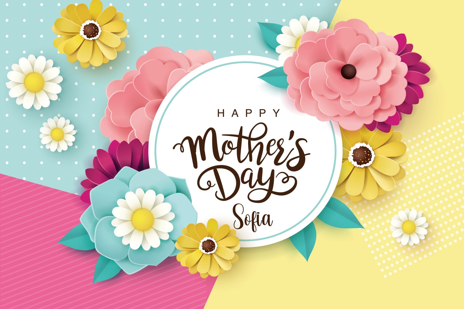 Mother's Day Backdrops Colorful Paper Flower Customized Backdrop CJJ3-132