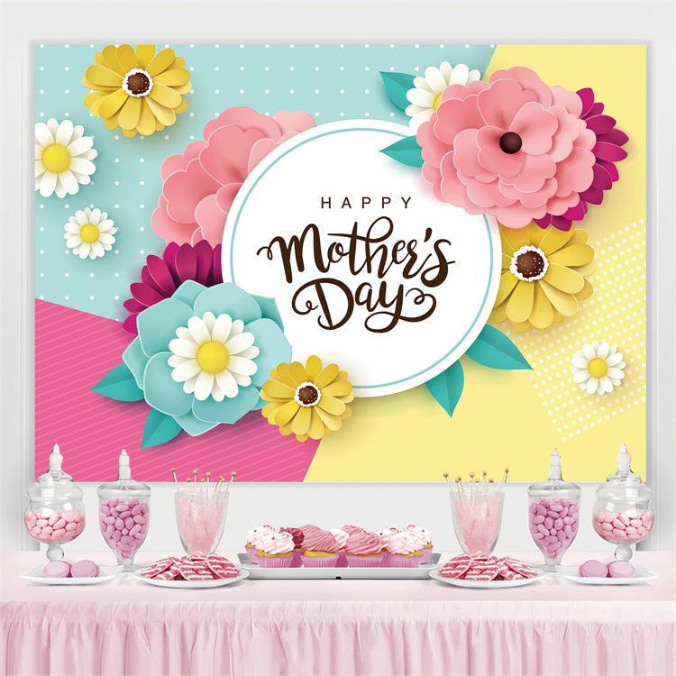 Mother's Day Backdrops Colorful Paper Flower Customized Backdrop CJJ3-132