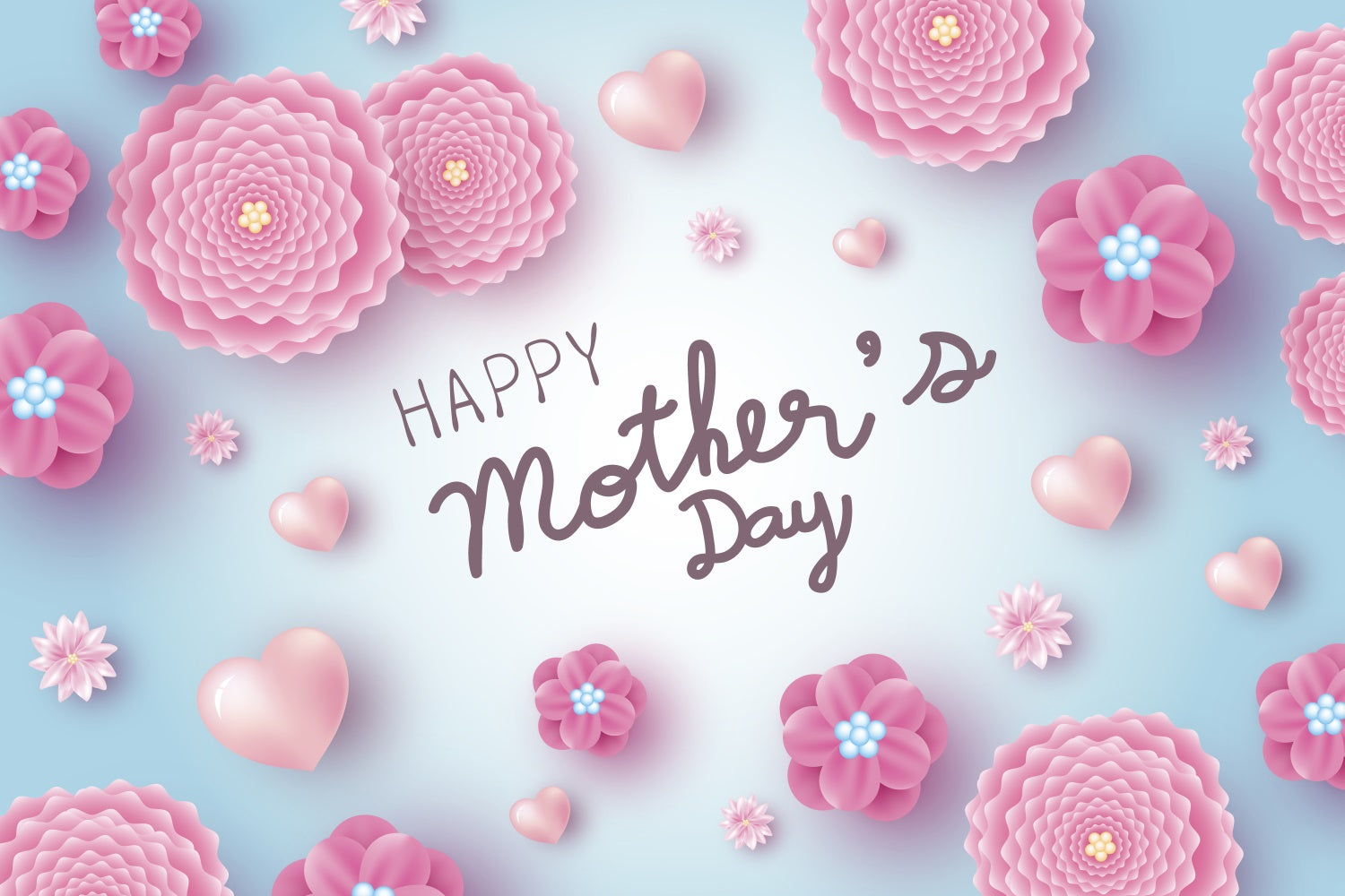 Happy Mother's Day Backdrop Delicate Heart Elegance Custom Backdrop CJJ3-140