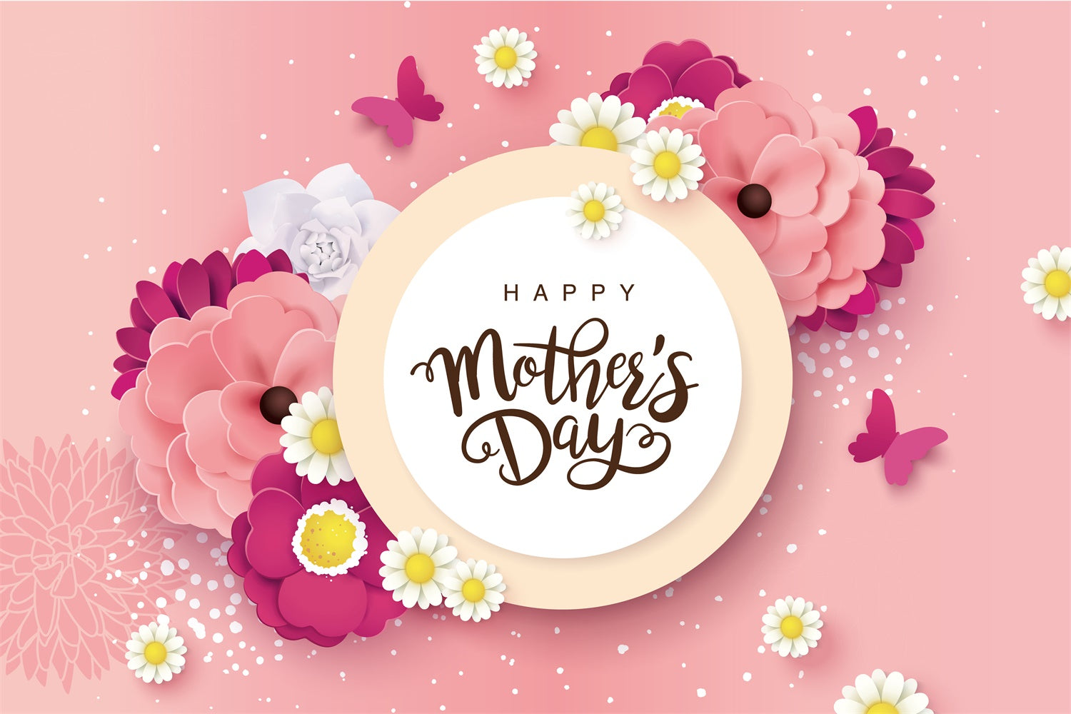 Mothers Day Backdrop Romantic Floral Butterfly Custom Backdrop CJJ3-142