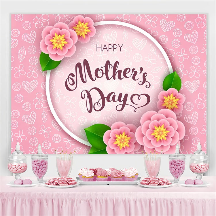 Mothers Day Backdrops Elegant Pink Floral Delight Custom Backdrop CJJ3-143