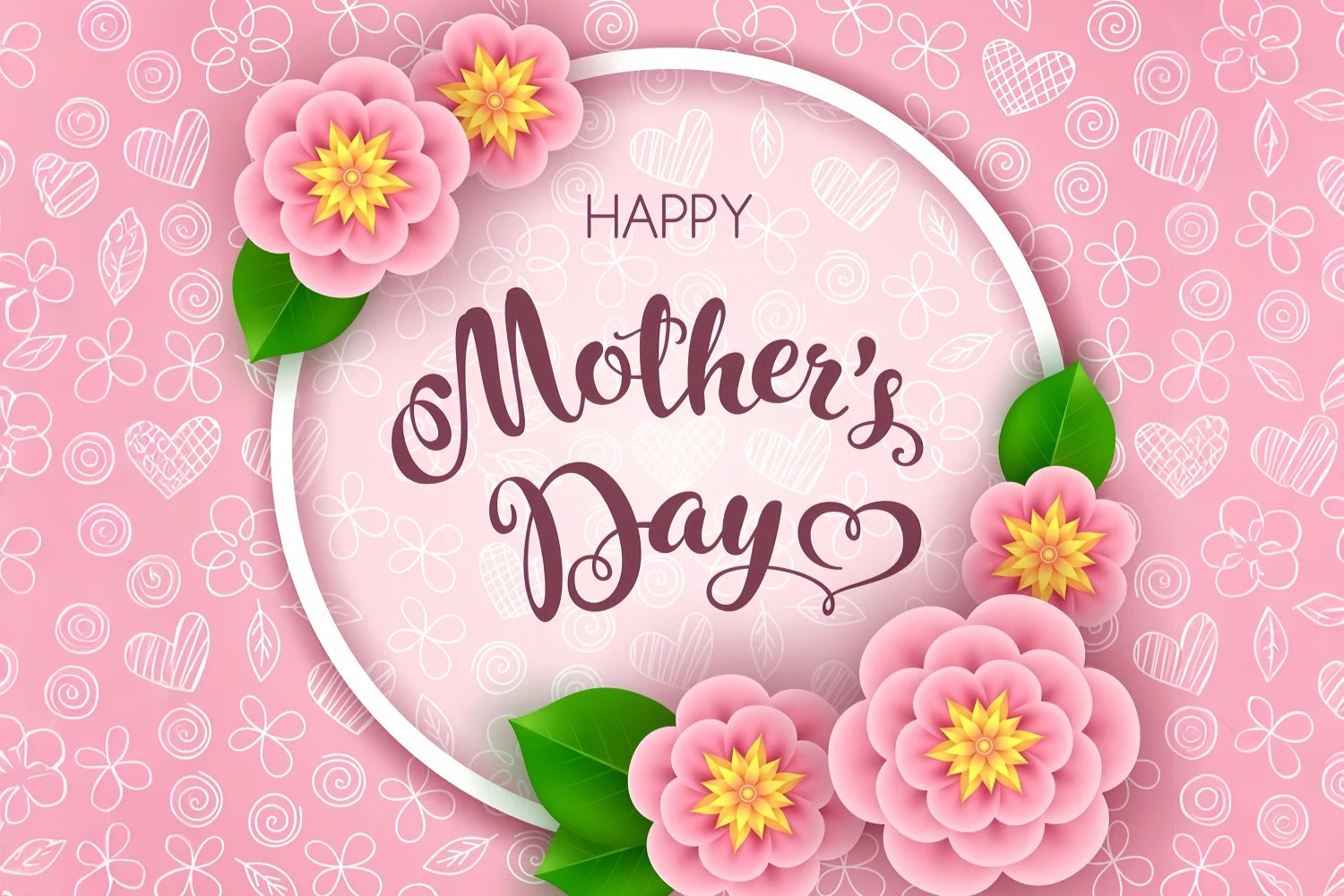Mothers Day Backdrops Elegant Pink Floral Delight Custom Backdrop CJJ3-143