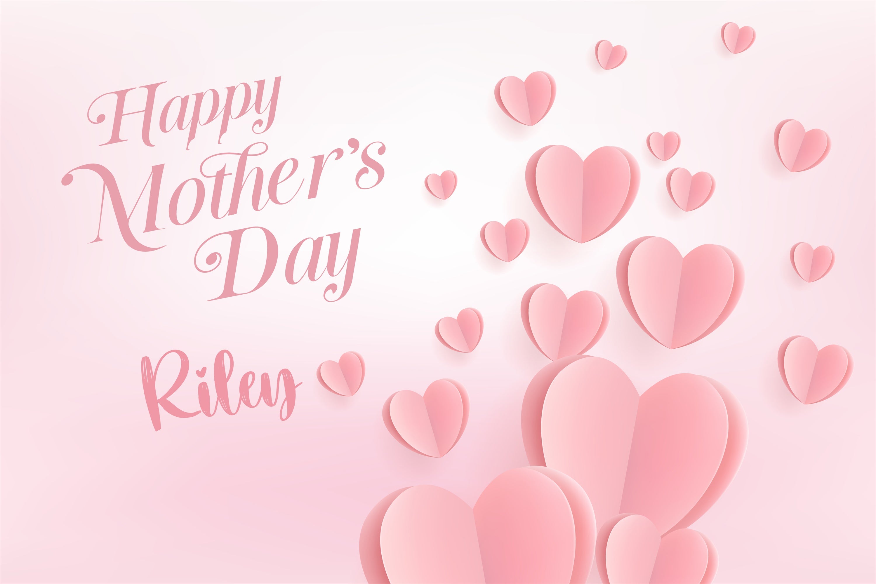 Mothers Day Backdrop Floating Pink Heart Personalized Backdrop CJJ3-145