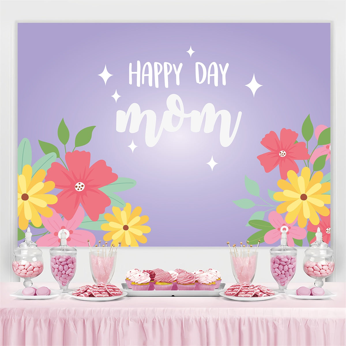 Backdrops For Mother's Day Soft Purple Flower Personalized Backdrop CJJ3-148