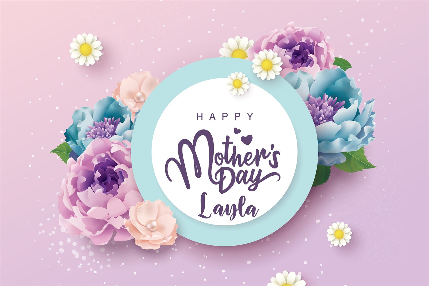 Happy Mother's Day Backdrop Pastel Floral Elegance Custom Backdrop CJJ3-149