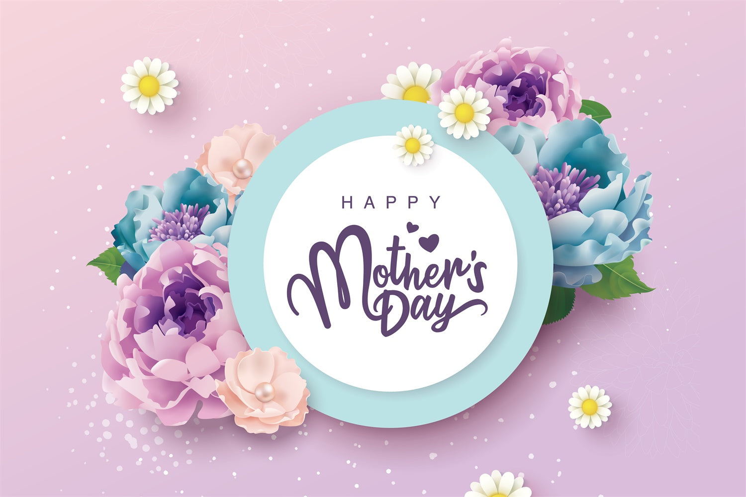 Happy Mother's Day Backdrop Pastel Floral Elegance Custom Backdrop CJJ3-149