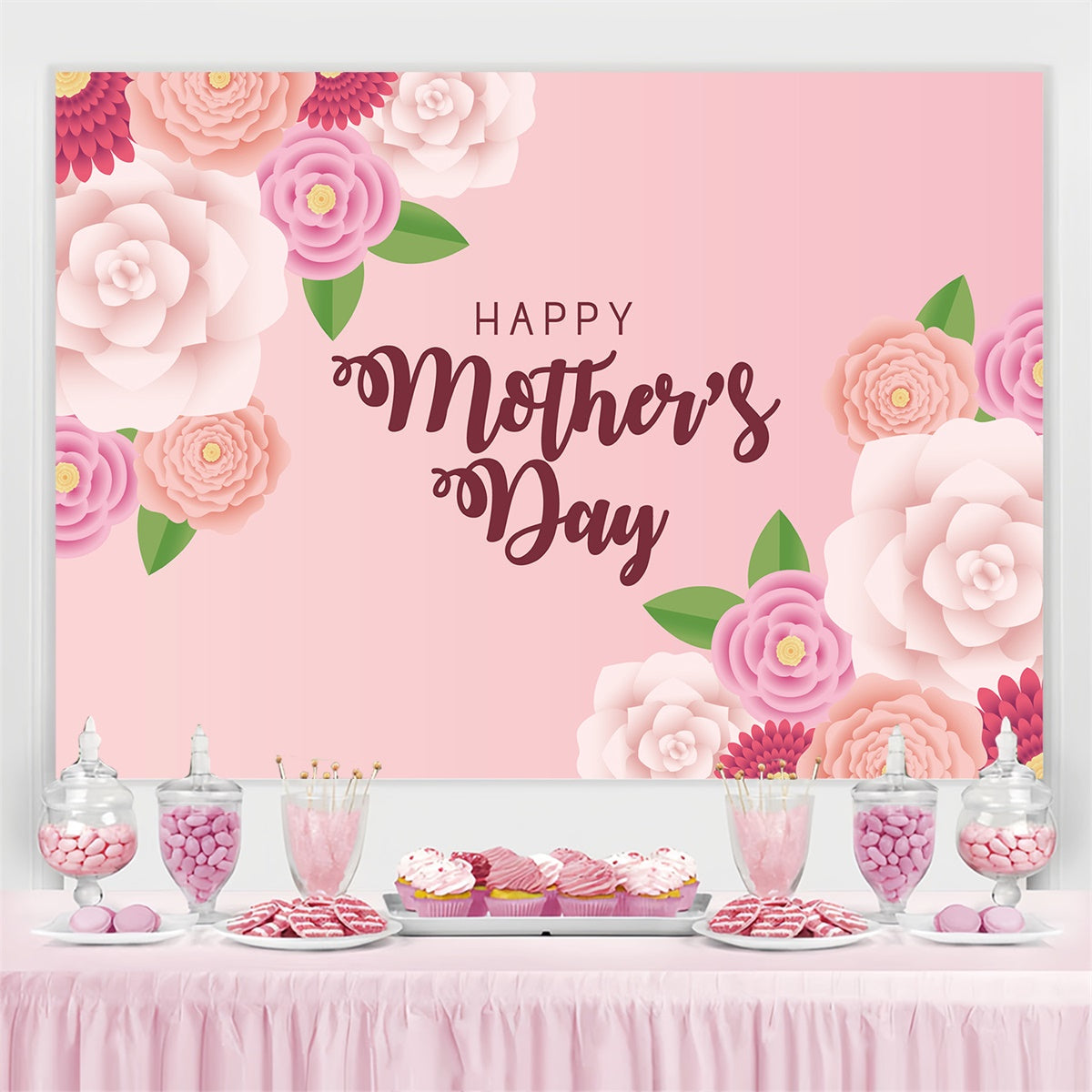 Mothers Day Backdrop Romantic Blooming Floral Custom Backdrop CJJ3-152
