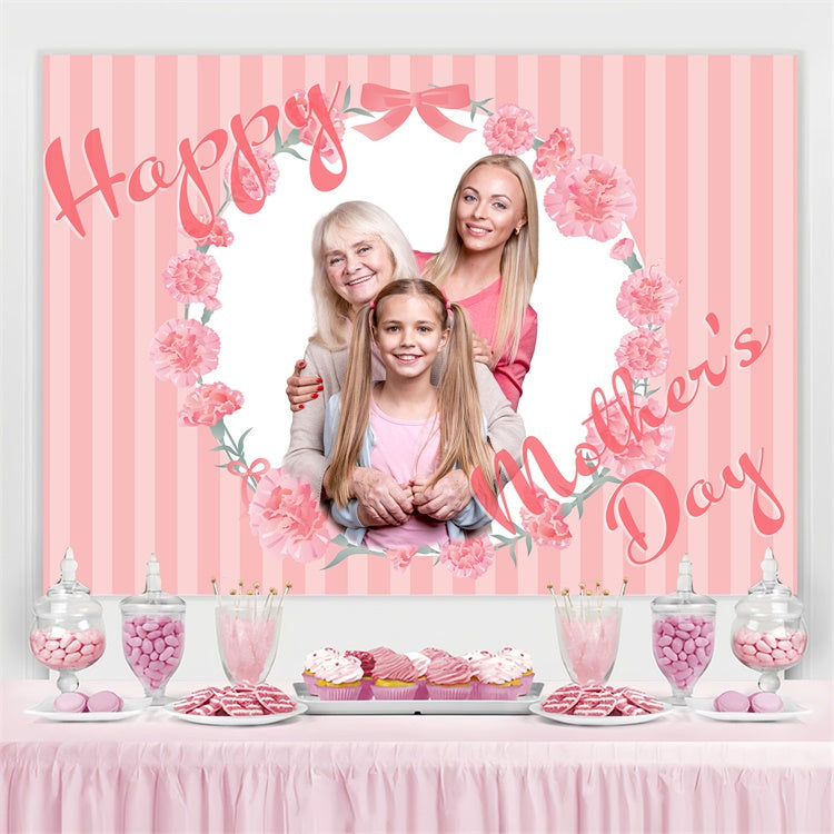 Backdrops For Mother's Day Pink Carnation Wreath Custom Backdrop CJJ3-153
