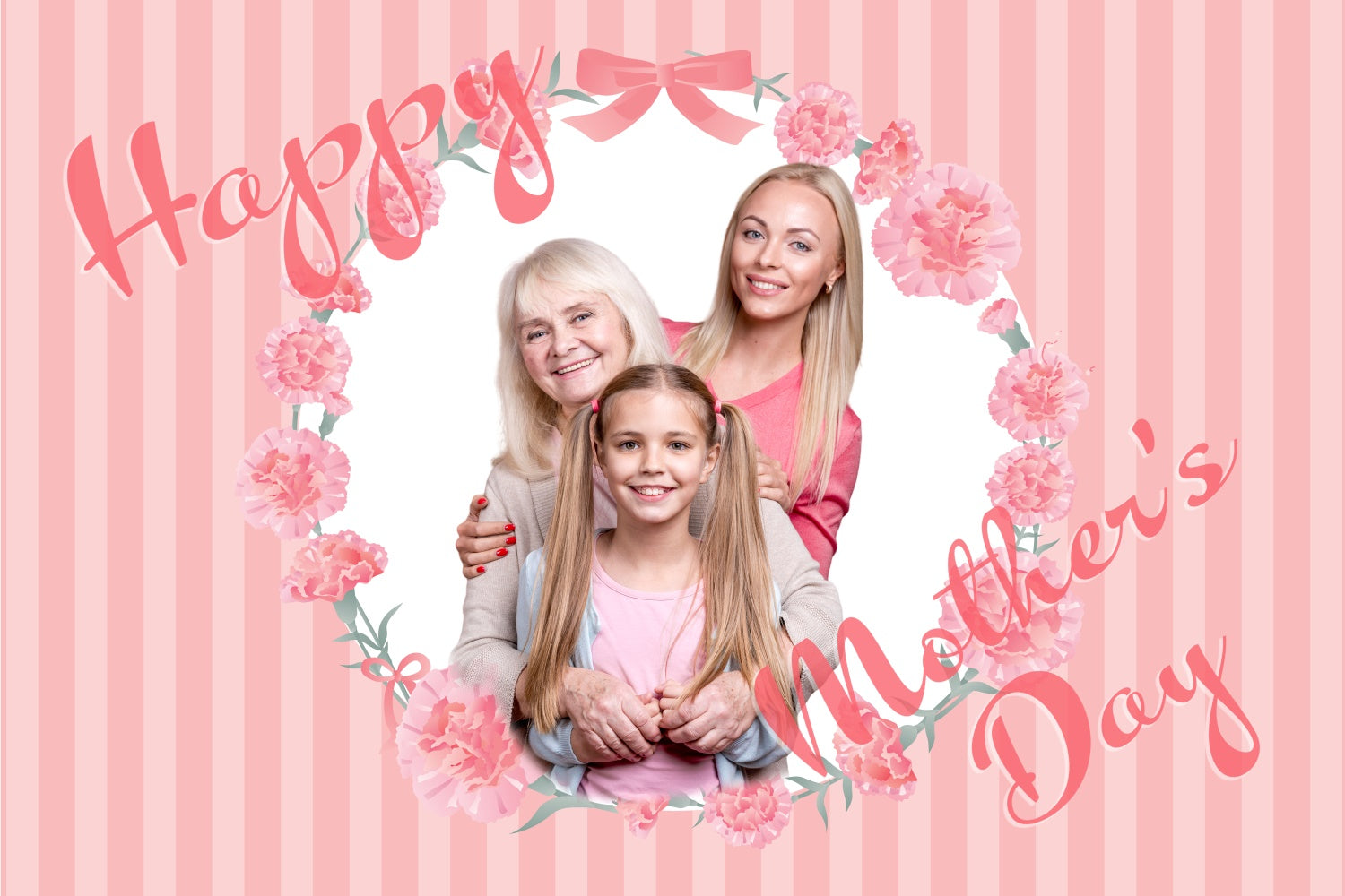 Backdrops For Mother's Day Pink Carnation Wreath Custom Backdrop CJJ3-153