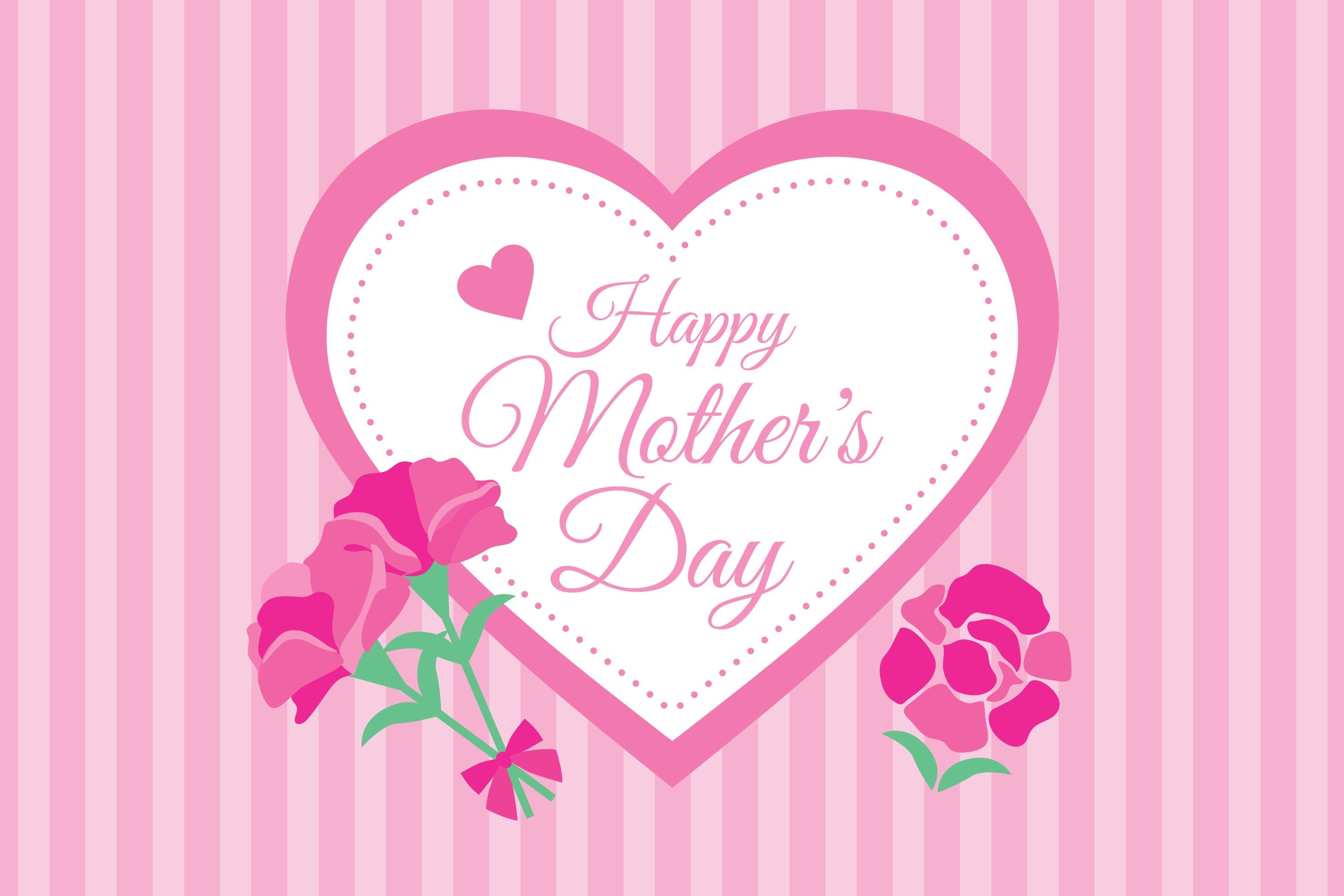 Happy Mother's Day Backdrop Pink Striped Heart Customized Backdrop CJJ3-154