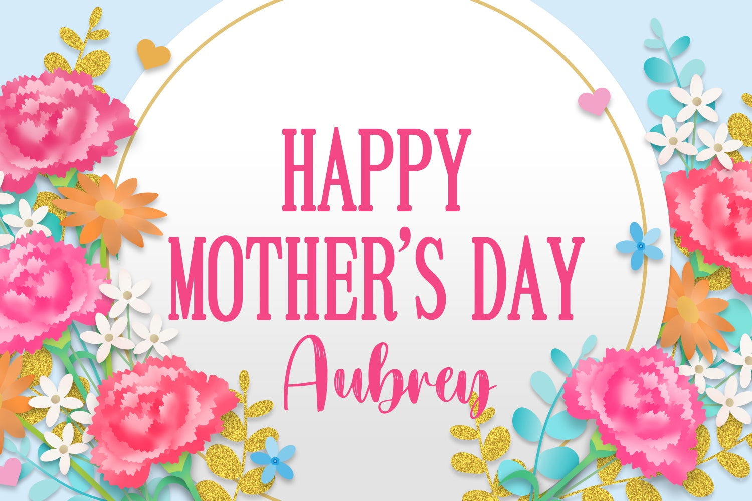 Happy Mother's Day Backdrop Pink Carnation Festive Custom Backdrop CJJ3-157