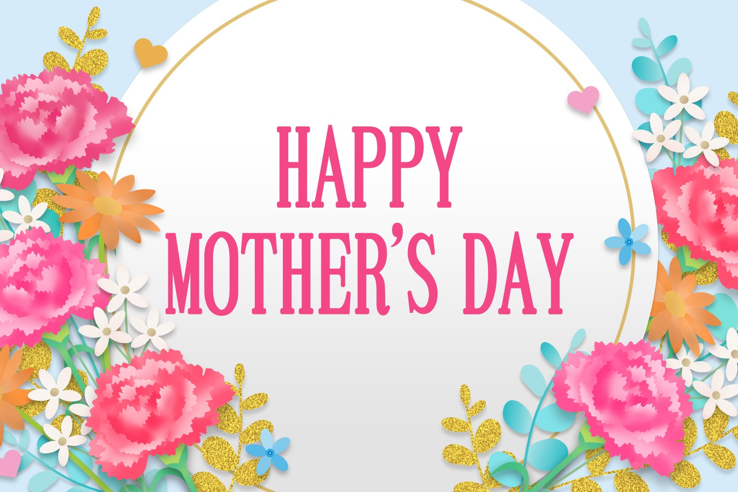 Happy Mother's Day Backdrop Pink Carnation Festive Custom Backdrop CJJ3-157