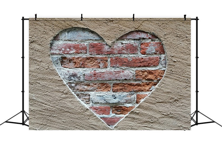 Brick Wall Photo Backdrop Rustic Heart Brick Cutout Backdrop CJJ3-16