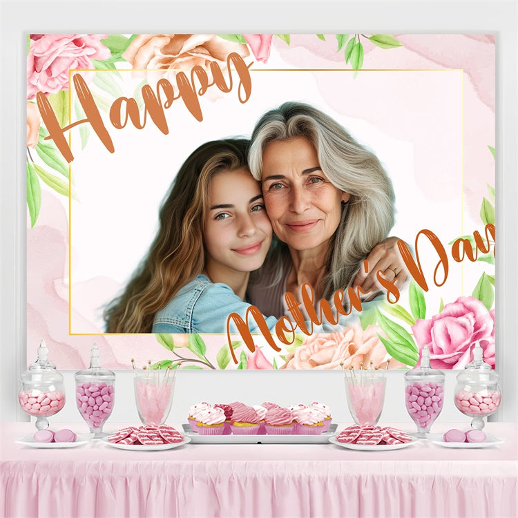 Mothers Day Photo Backdrops Watercolor Floral Frame Custom Backdrop CJJ3-160