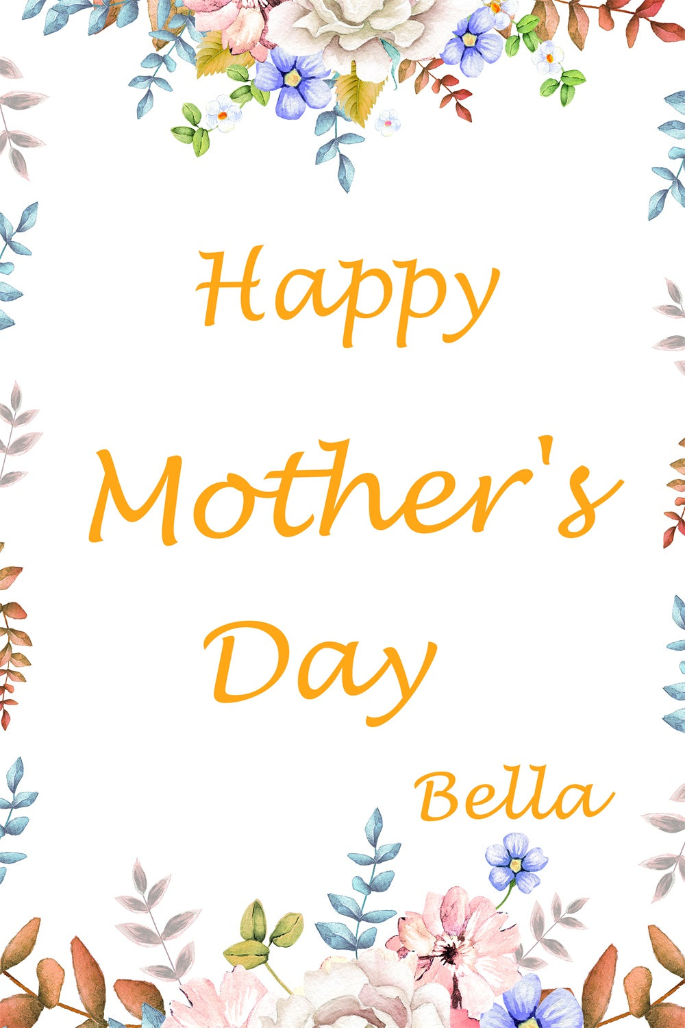 Mothers Day Photo Backdrops Warm Rustic Floral Personalized Backdrop CJJ3-171