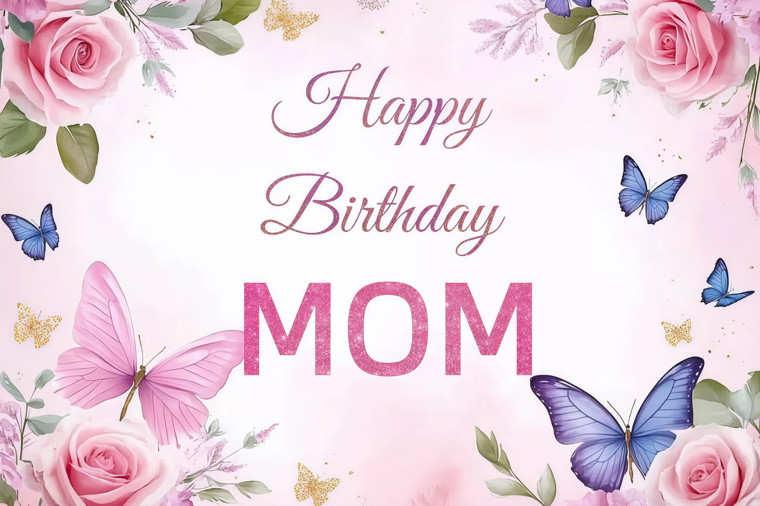 Customize Backdrop For Birthday Elegant Rose Butterfly Backdrop CJJ3-202