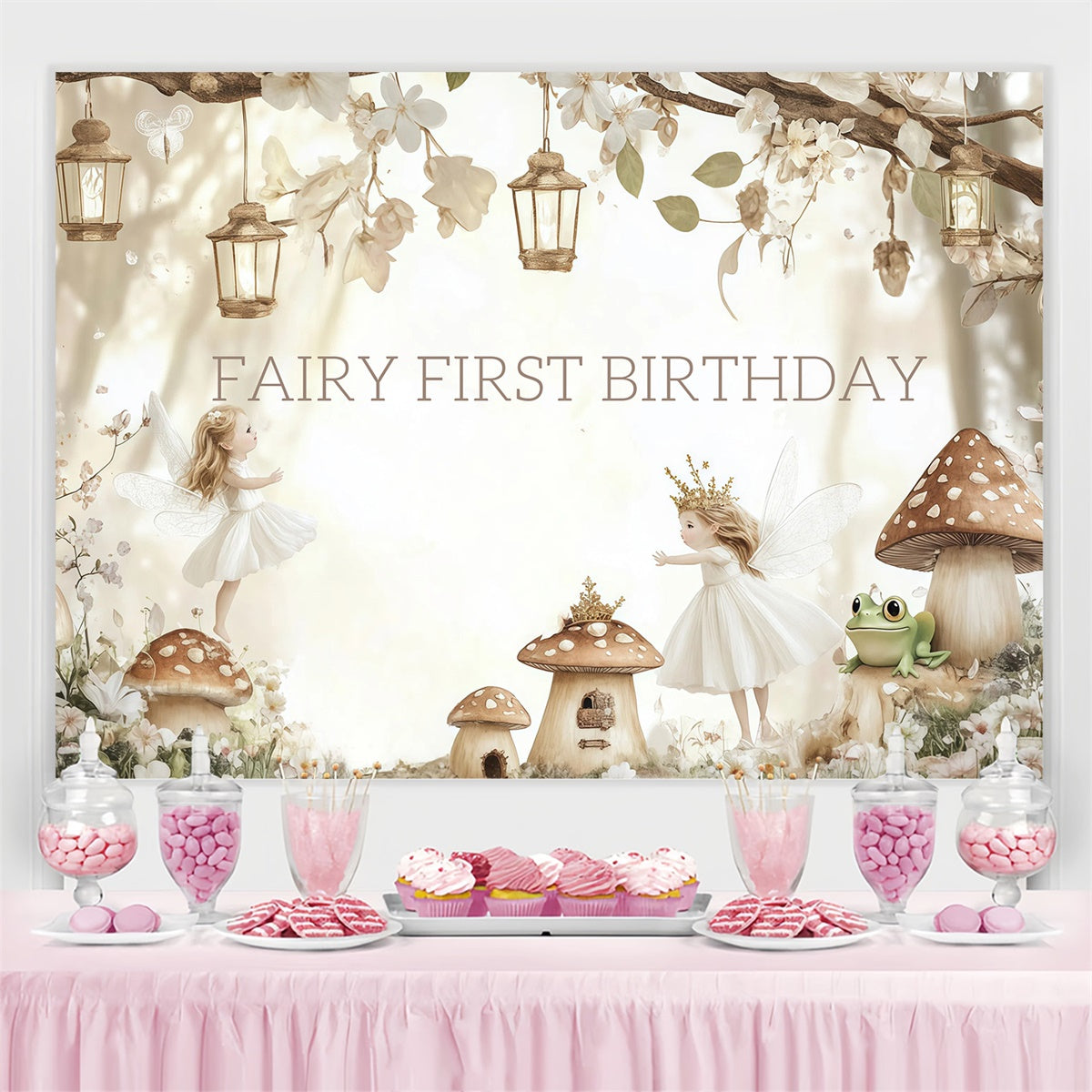 Personalized 1st Birthday Backdrop Enchanted Fairy Forest Backdrop CJJ3-206