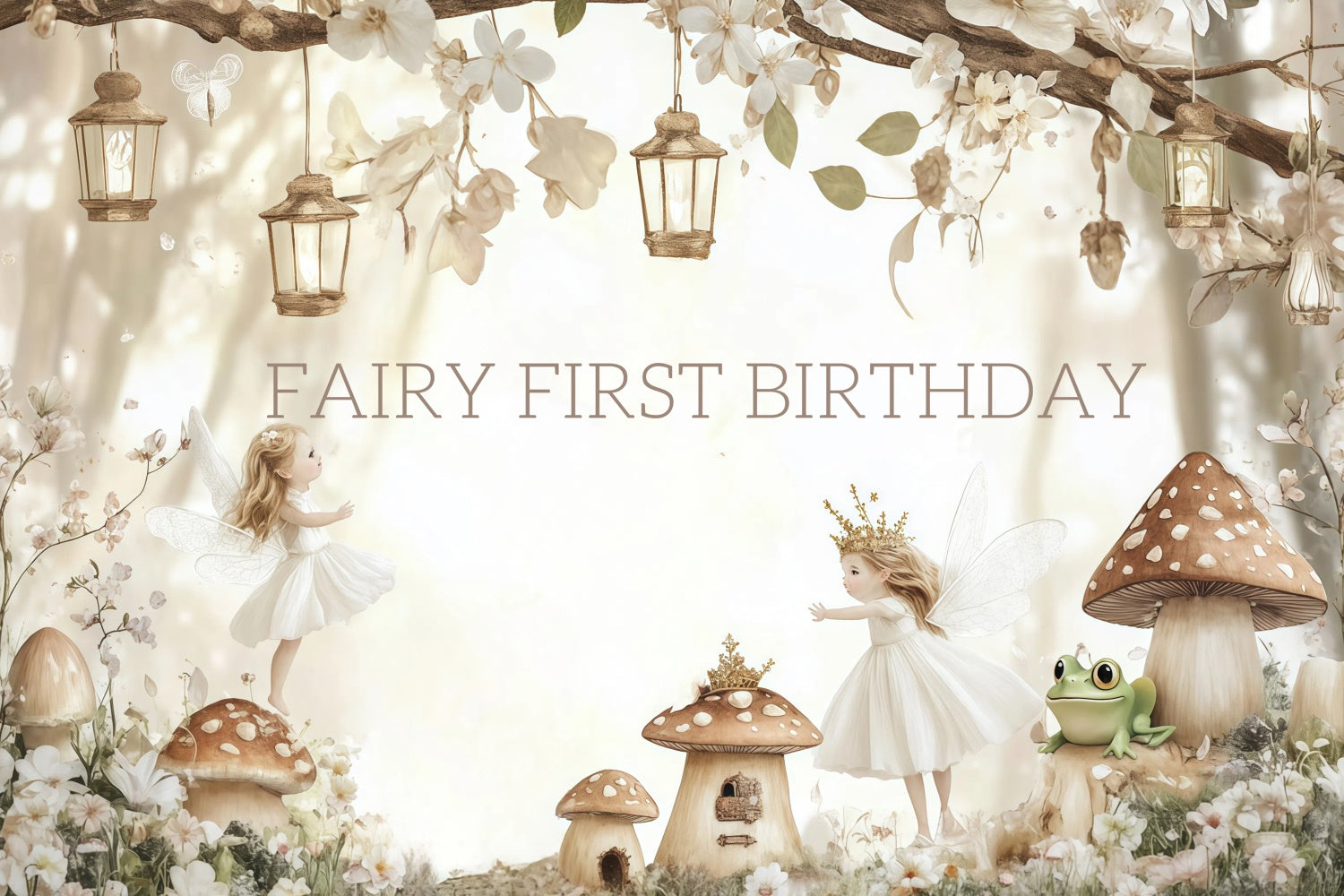 Personalized 1st Birthday Backdrop Enchanted Fairy Forest Backdrop CJJ3-206