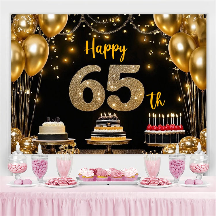 Customize Backdrop For Birthday Gold Balloons Cake 65th Backdrop CJJ3-211