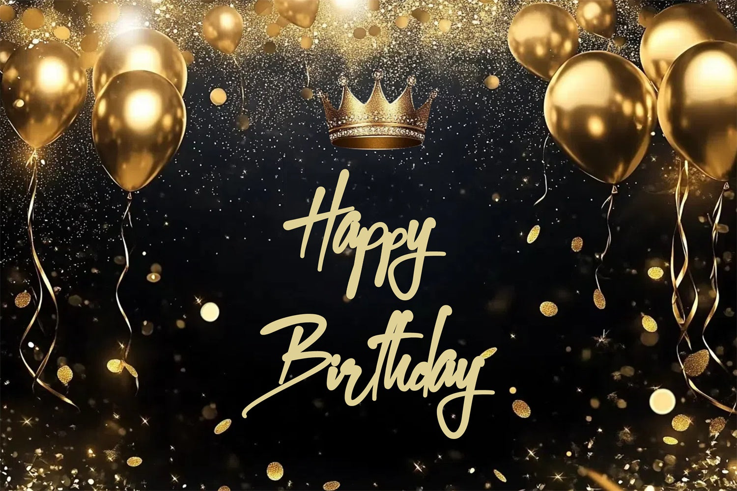 Custom Made Birthday Backdrops Glitter Confetti Crown Backdrop CJJ3-217