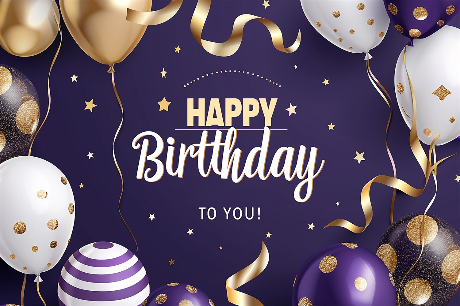 Personalized Birthday Backdrops Golden Dots Balloon Purple Backdrop CJJ3-219