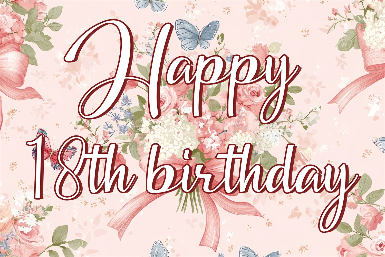 Customize Backdrop For Birthday Romantic Pink Blossom 18th Backdrop CJJ3-221