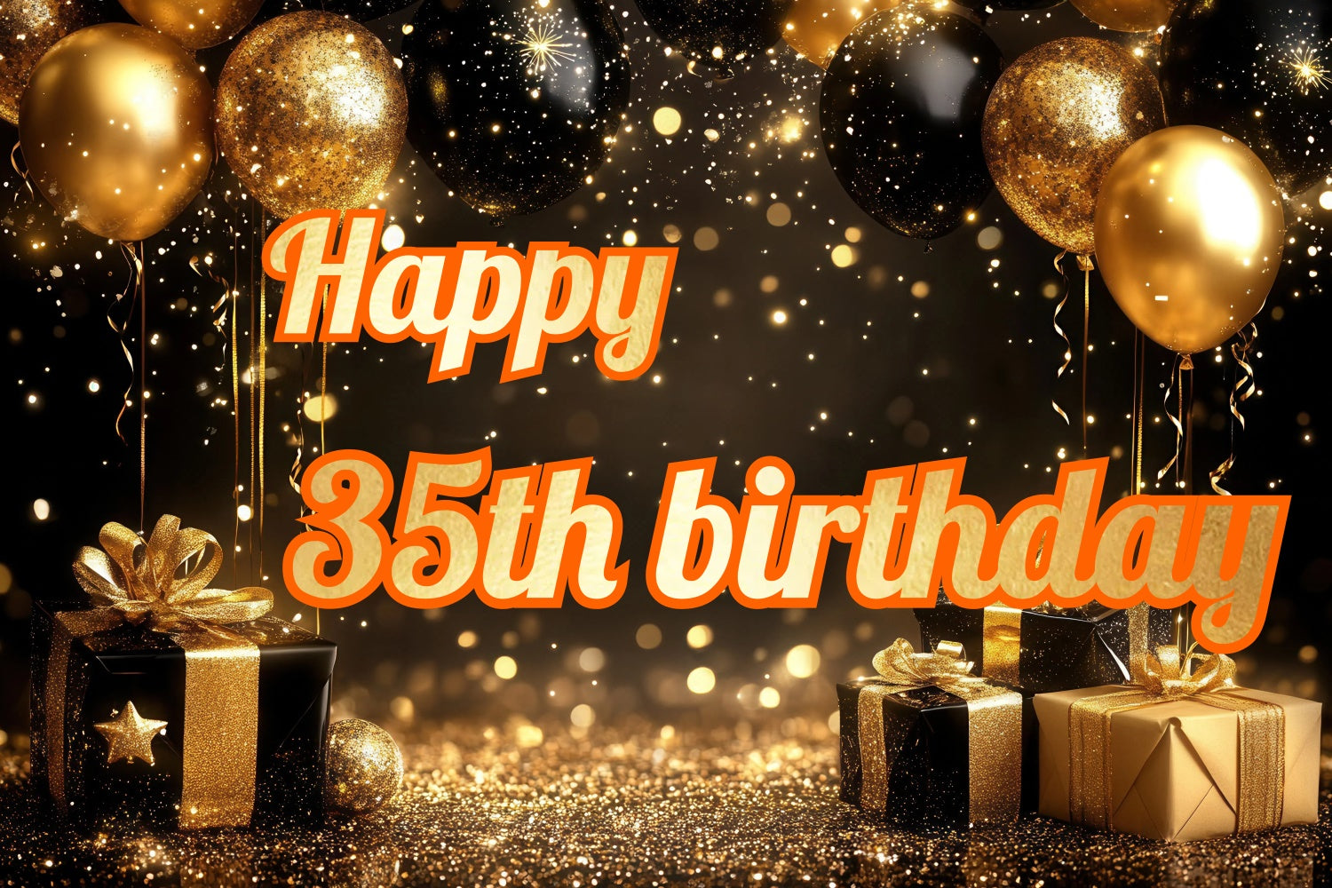Personalized Birthday Backdrops Luxury 35th Golden Glitter Backdrop CJJ3-222