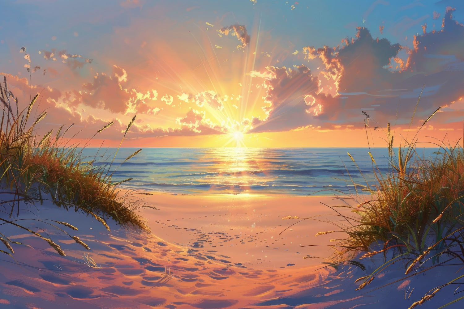 Beach Photo Backdrop Seaside Tranquil Morning Summer Backdrop CJJ3-223