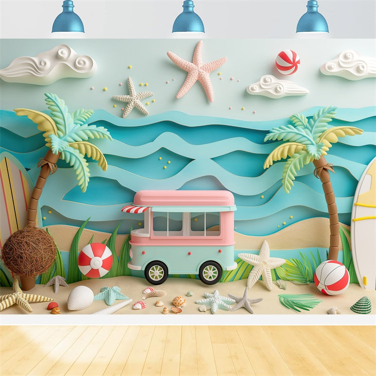 Summer Photo Backdrop Kids Beach Party Tropical Backdrop CJJ3-226