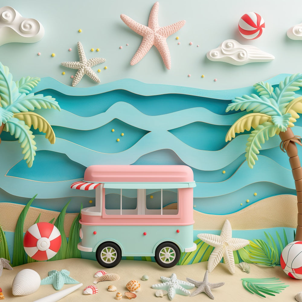 Summer Photo Backdrop Kids Beach Party Tropical Backdrop CJJ3-226