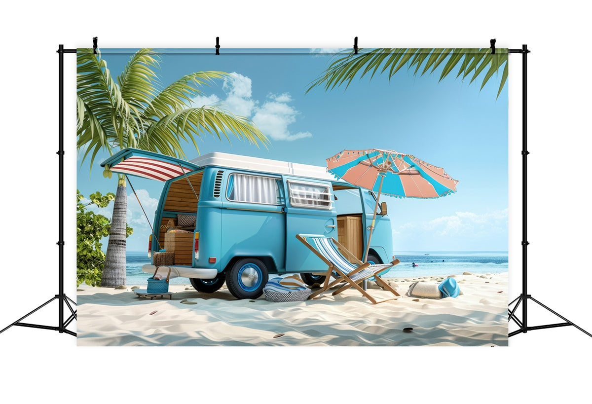 Beach Photography Backdrop Road Trip Beach Car Summer Backdrop CJJ3-227