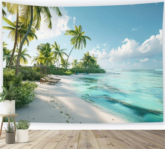 Beach Backdrop Photography Beach Resort Paradise Summer Backdrop CJJ3-236