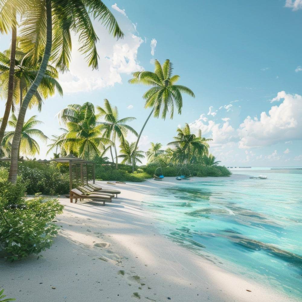 Beach Backdrop Photography Beach Resort Paradise Summer Backdrop CJJ3-236
