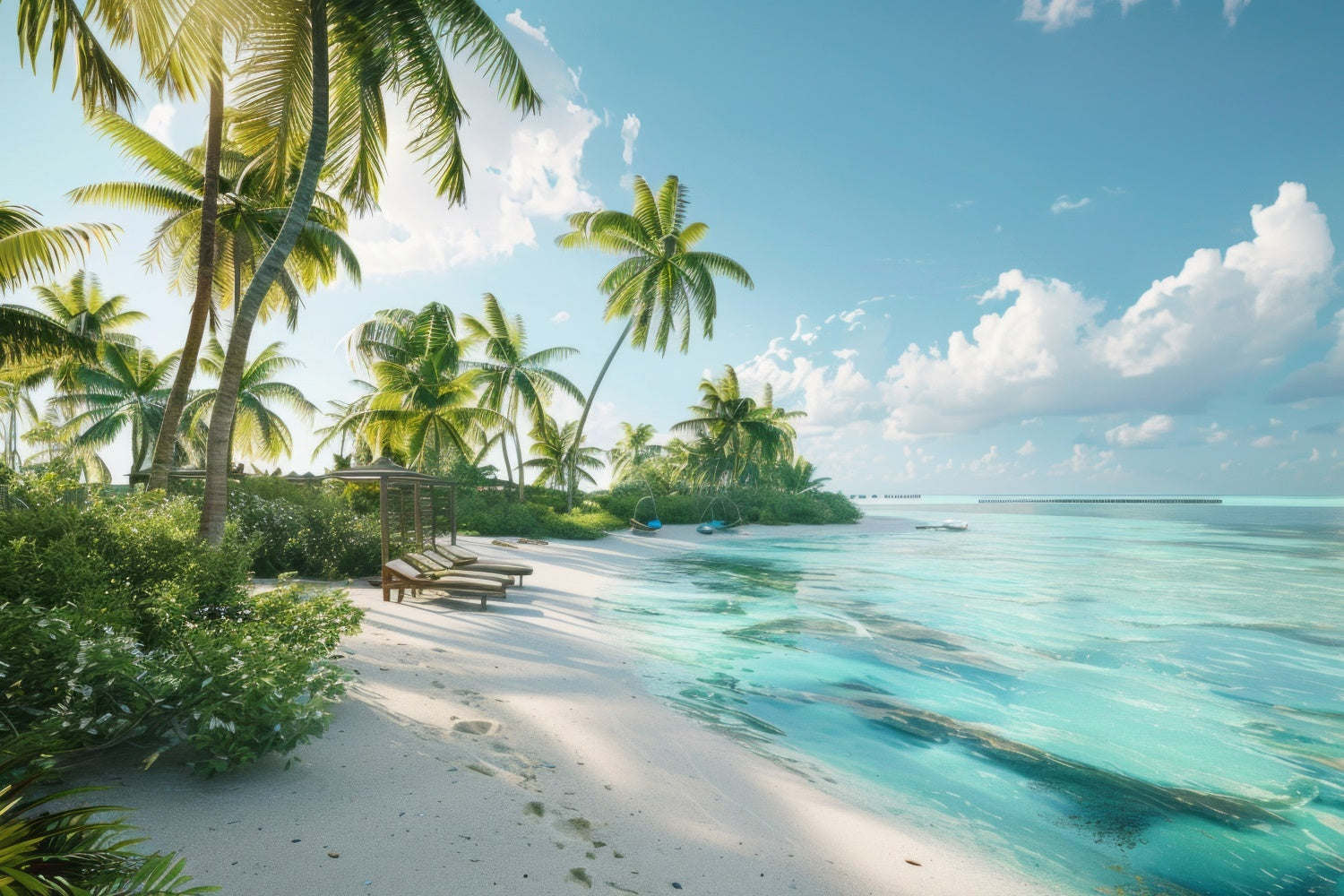 Beach Backdrop Photography Beach Resort Paradise Summer Backdrop CJJ3-236