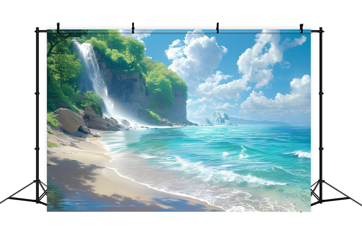 Beach Photography Backdrop Waterfall Beach Summer Backdrop CJJ3-240