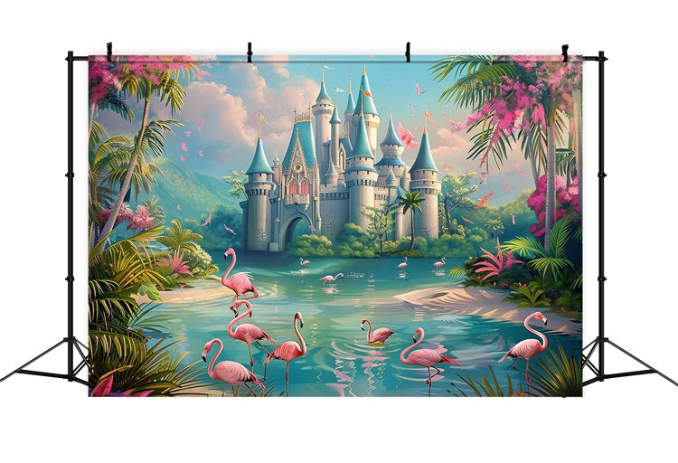 Tropical Photo Backdrop Birds Dream Castle Summer Backdrop CJJ3-242