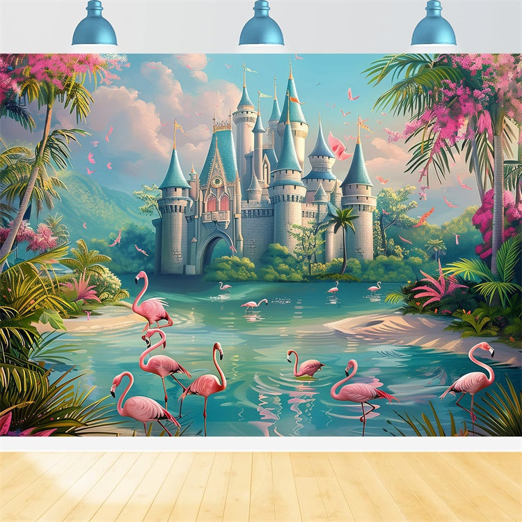 Tropical Photo Backdrop Birds Dream Castle Summer Backdrop CJJ3-242