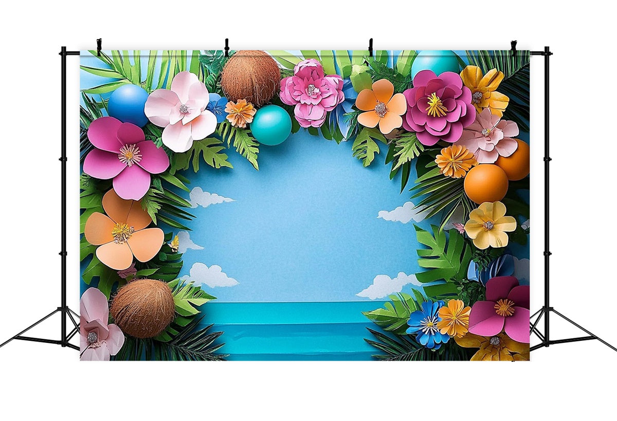 Summer Photo Backdrop Tropic Bloom Frame Backdrop CJJ3-245