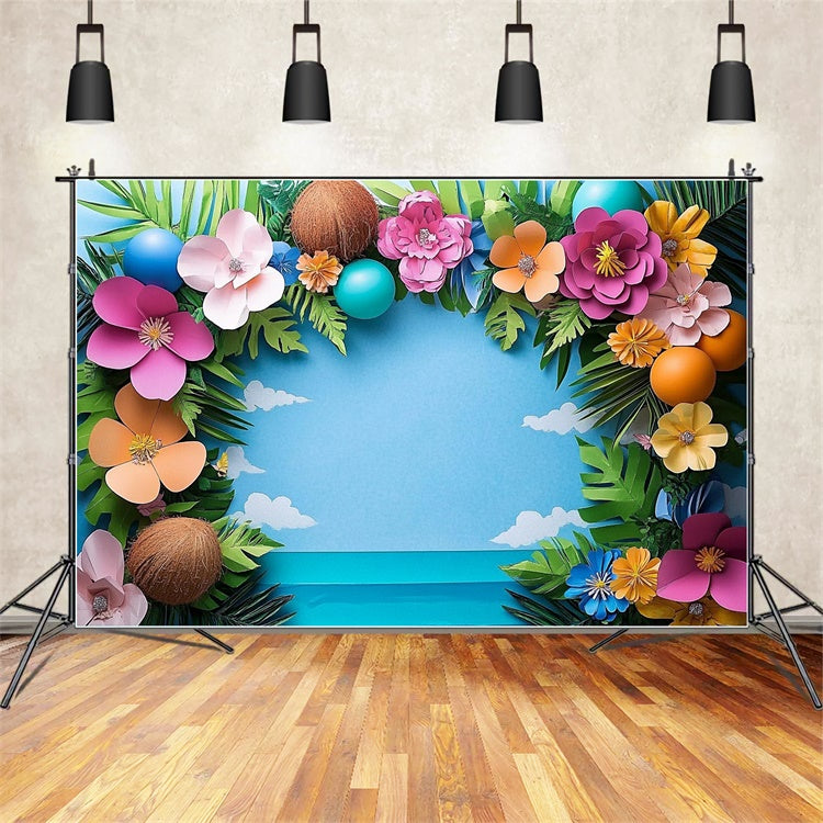 Summer Photo Backdrop Tropic Bloom Frame Backdrop CJJ3-245