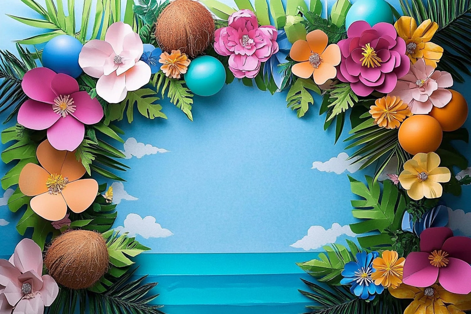 Summer Photo Backdrop Tropic Bloom Frame Backdrop CJJ3-245