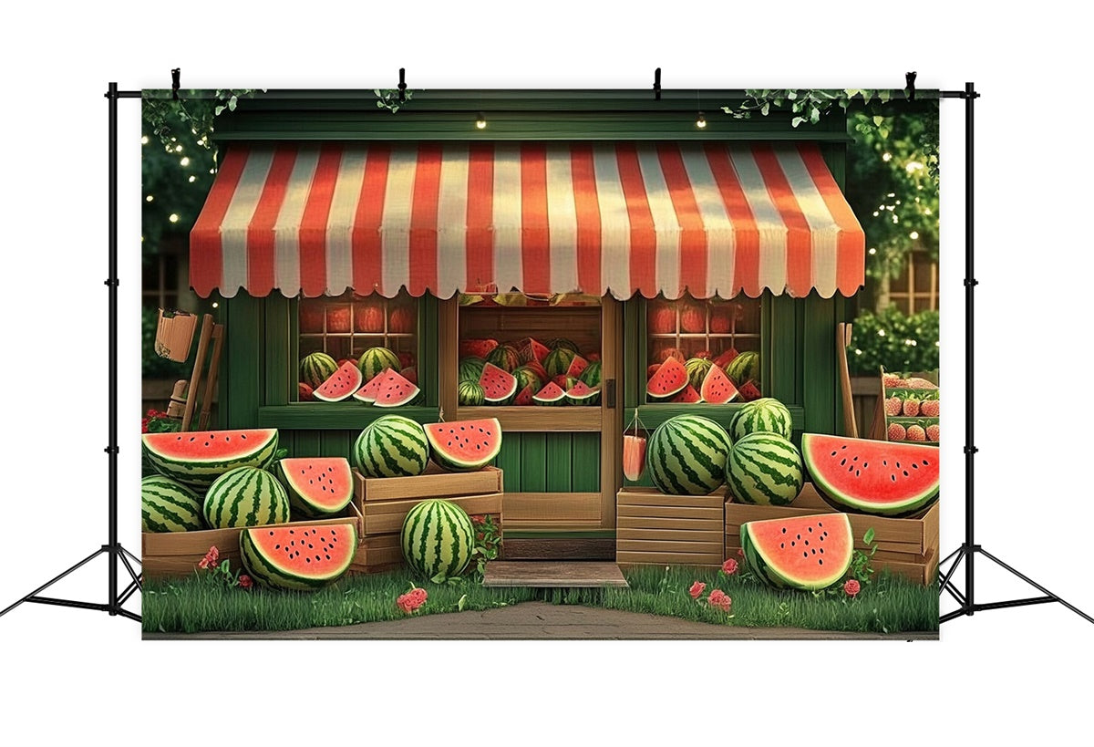 Watermelon Photo Backdrop Rustic Watermelon Shop Summer Backdrop CJJ3-246