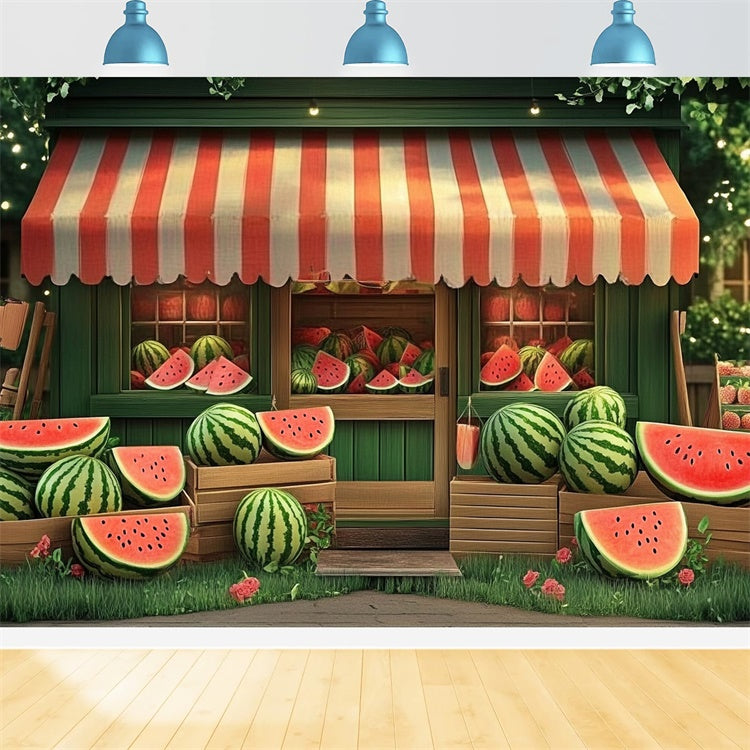 Watermelon Photo Backdrop Rustic Watermelon Shop Summer Backdrop CJJ3-246