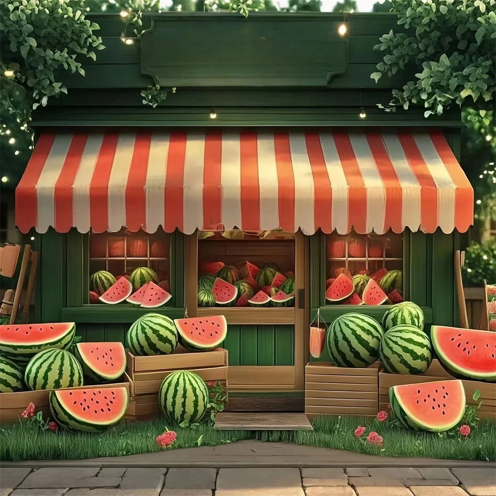 Watermelon Photo Backdrop Rustic Watermelon Shop Summer Backdrop CJJ3-246