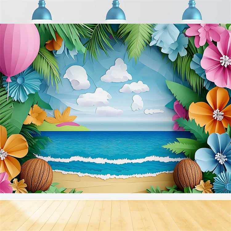 Summer Photo Backdrop Handcrafted Beach Bloom Backdrop CJJ3-250
