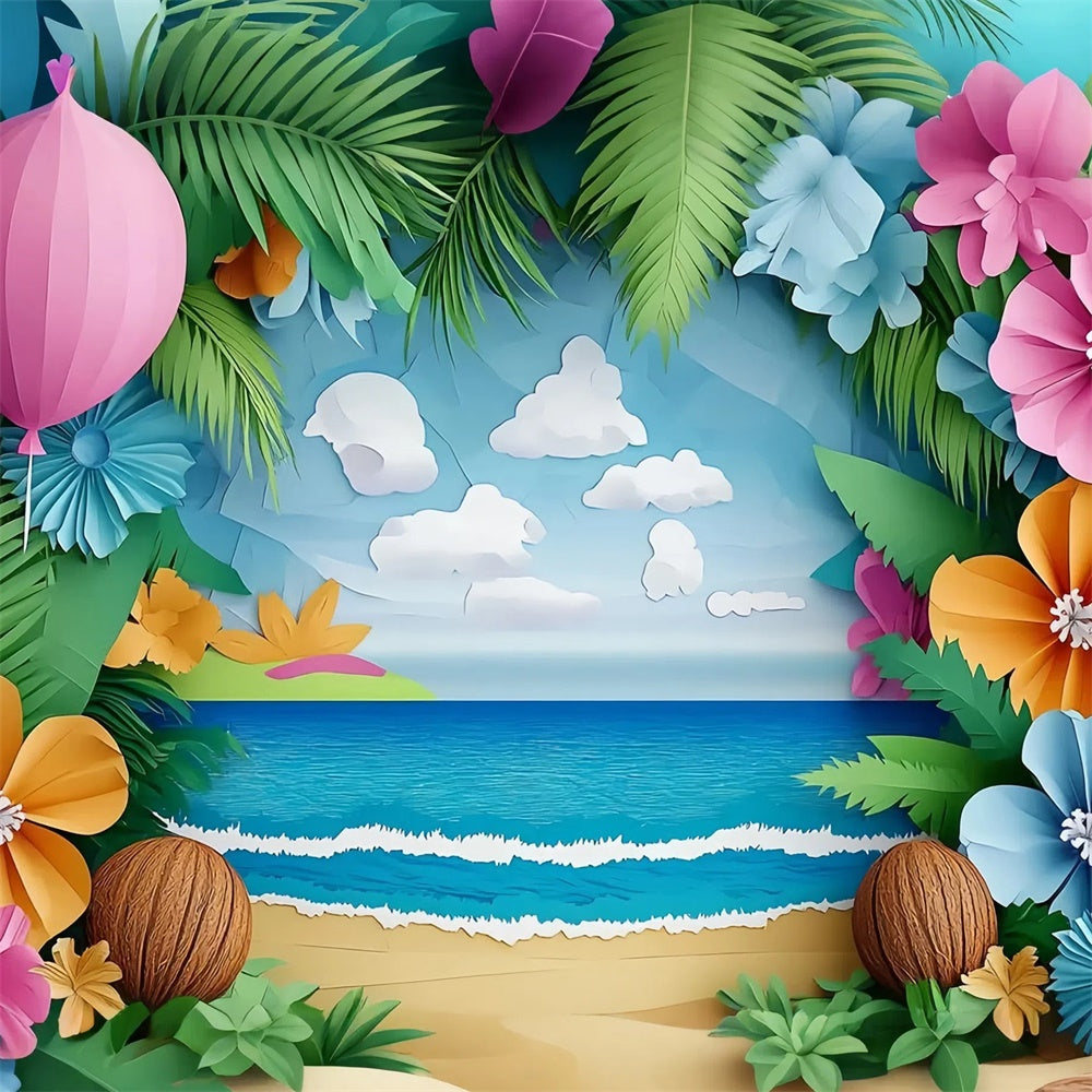 Summer Photo Backdrop Handcrafted Beach Bloom Backdrop CJJ3-250