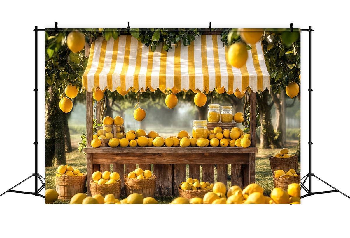 Lemon Backdrop Striped Awning Lemons Summer Backdrop CJJ3-254