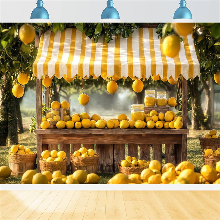 Lemon Backdrop Striped Awning Lemons Summer Backdrop CJJ3-254