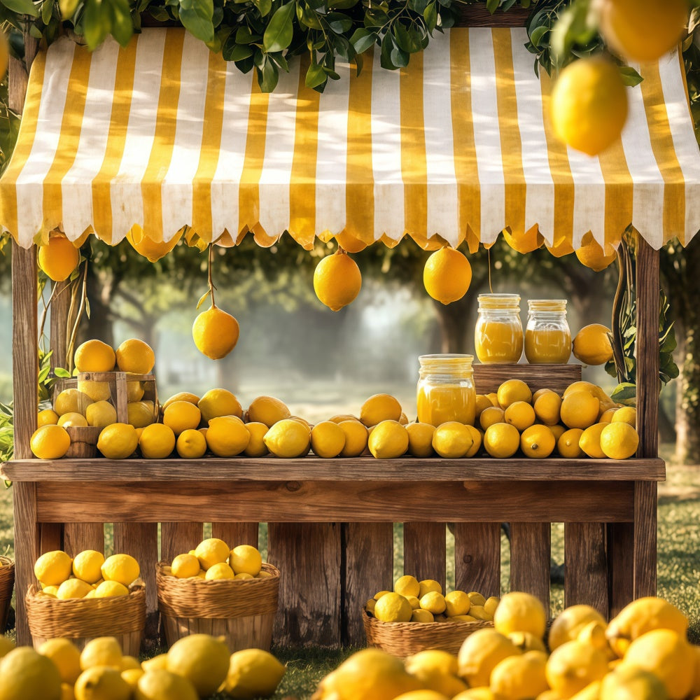 Lemon Backdrop Striped Awning Lemons Summer Backdrop CJJ3-254