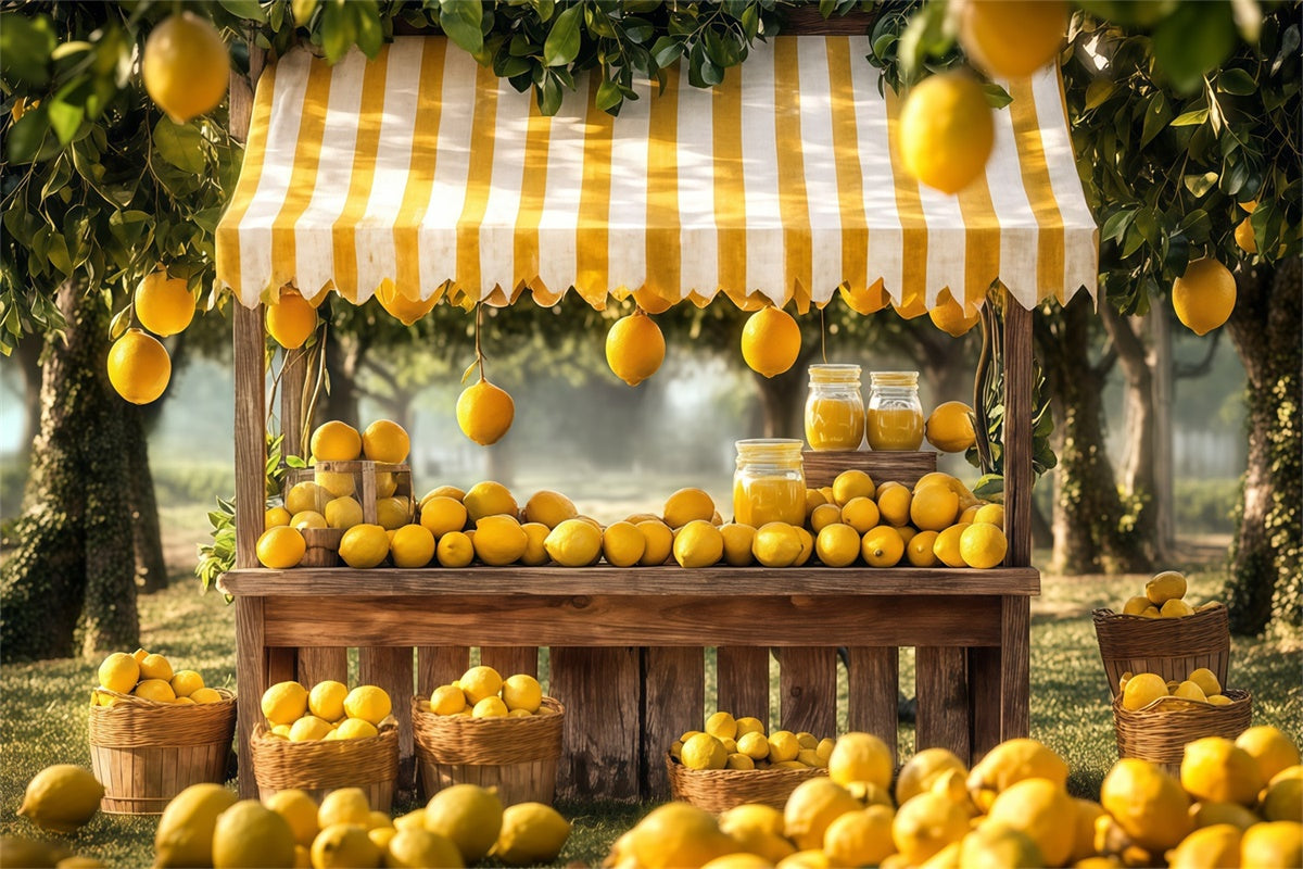 Lemon Backdrop Striped Awning Lemons Summer Backdrop CJJ3-254