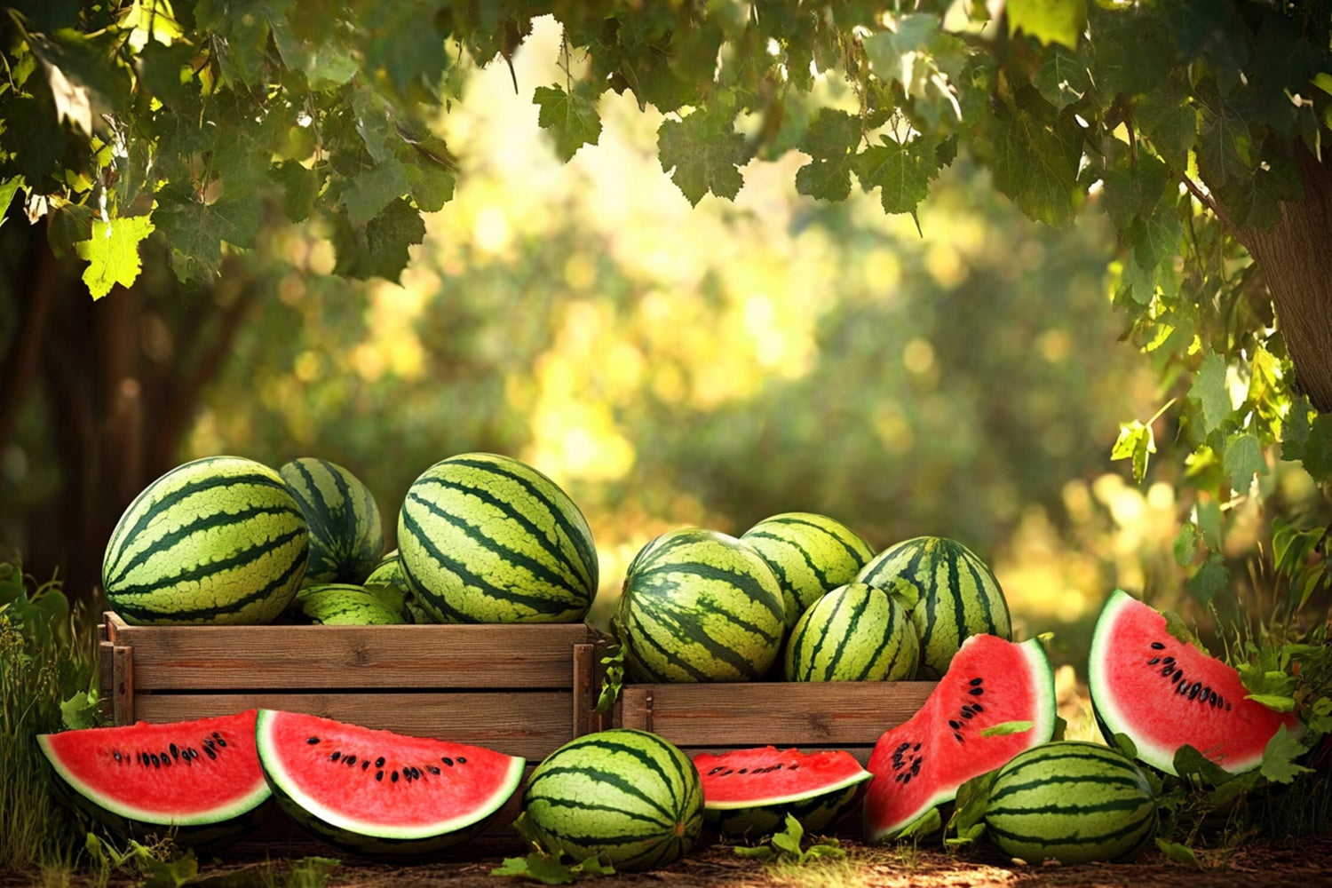 Watermelon Photo Backdrop Sunshine Forest Watermelon Summer Backdrop CJJ3-257